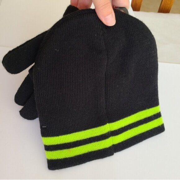 Boys Ninja Turtles Black Green Warm Fall Winter Beanie Toque Hat + Gloves Set - Picture 4 of 8